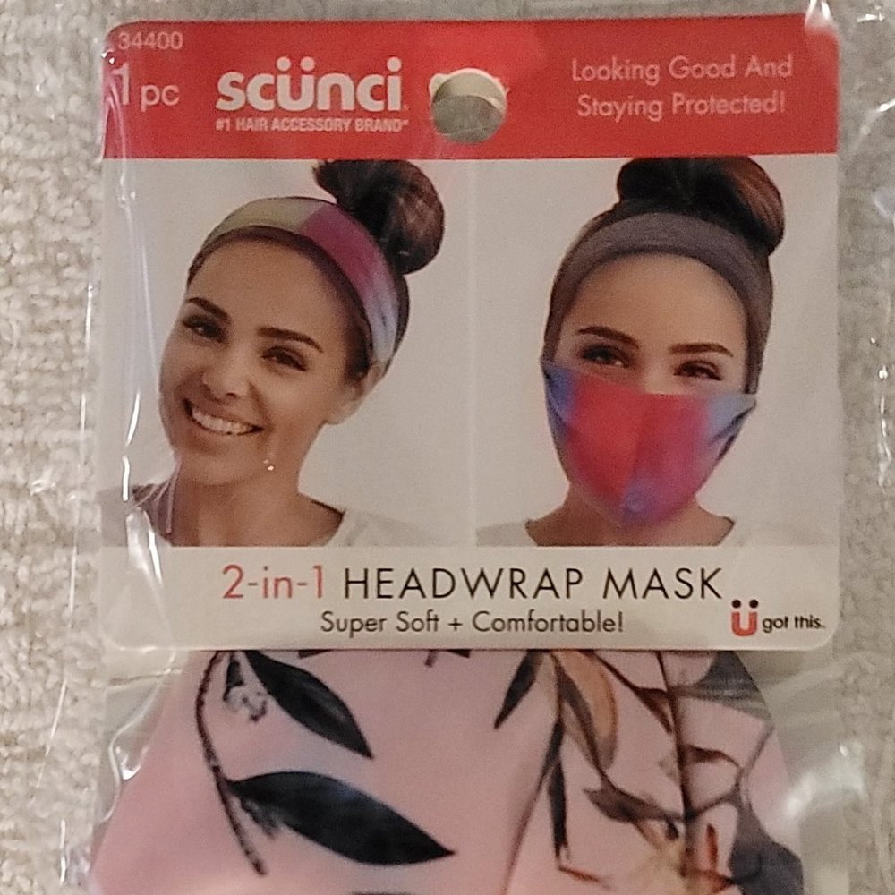 SCUNCI 2-IN-1 Headwrap Mask - Pink Floral